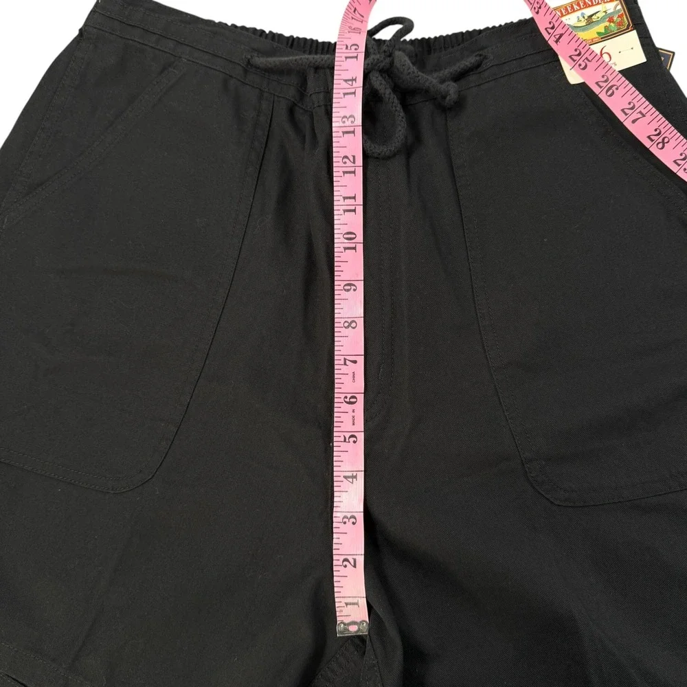 VTG Weekender Deck Shorts Womens 16 Black Organic Cotton‎ Elastic Drawstring NWT